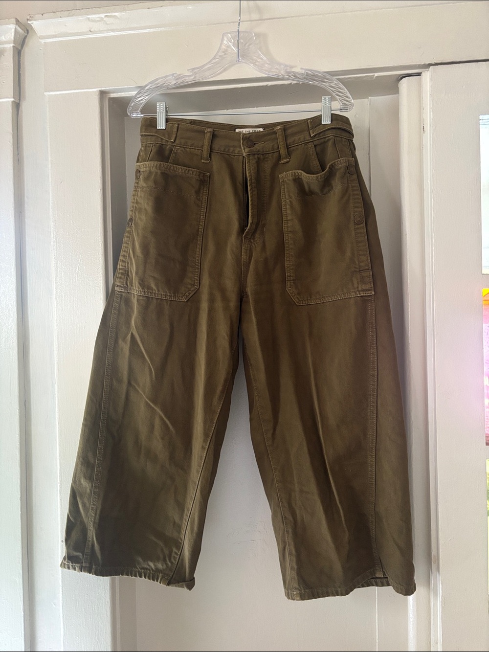 We The Free Olive Utility Wide-Leg Cropped Pants